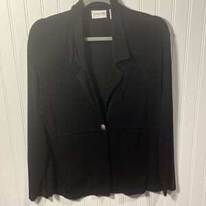 Chico's Travelers Women's Jacket Black Stretch Button Cardigan Size 2 12/14 Lge